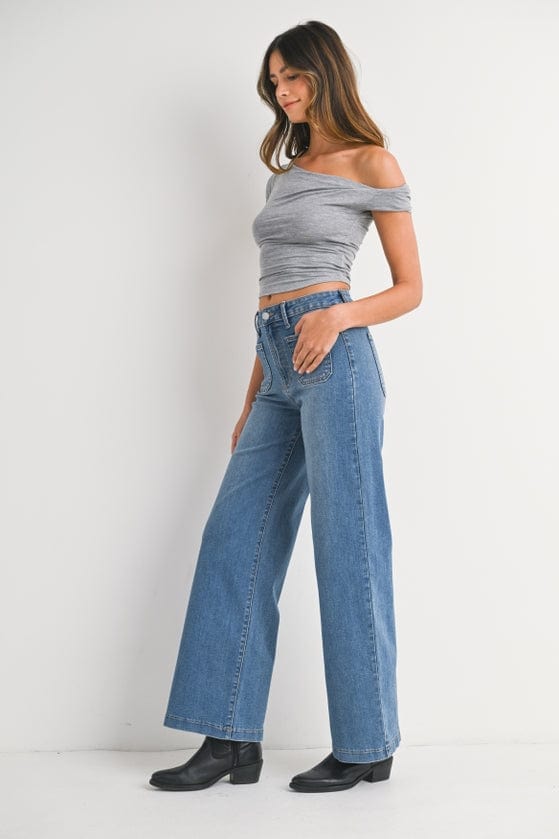 Just Black Just Black Denim Mini Patch Pocket Wide Leg Jeans - Little Miss Muffin Children & Home