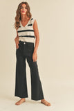 Miou Muse Dye & Wash Cotton Stretch Wide Leg Pants in Black