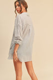 Miou Muse Striped Button Down Shirt in Grey