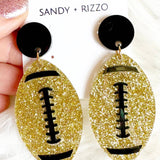 Sandy + Rizzo Sandy + Rizzo Black & Gold Glitter Football Earrings - Little Miss Muffin Children & Home