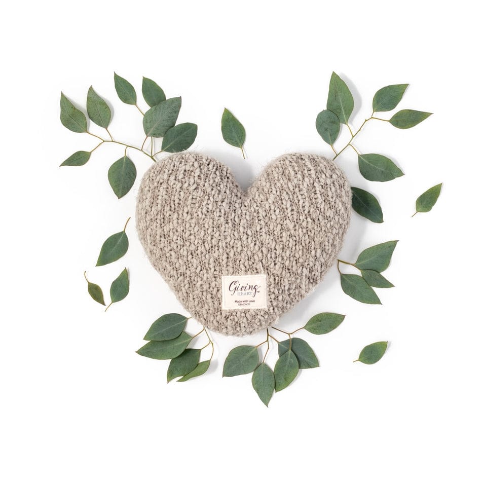 The Taupe Giving Heart Weighted Pillow