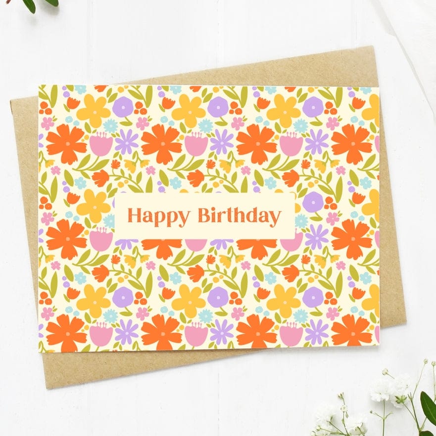 Big Moods Big Moods "Happy Birthday" Floral Greeting Card - Little Miss Muffin Children & Home