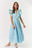 Lalavon Ruffle Sleeve Maxi Dress in Light Blue - Little Miss Muffin Children & Home