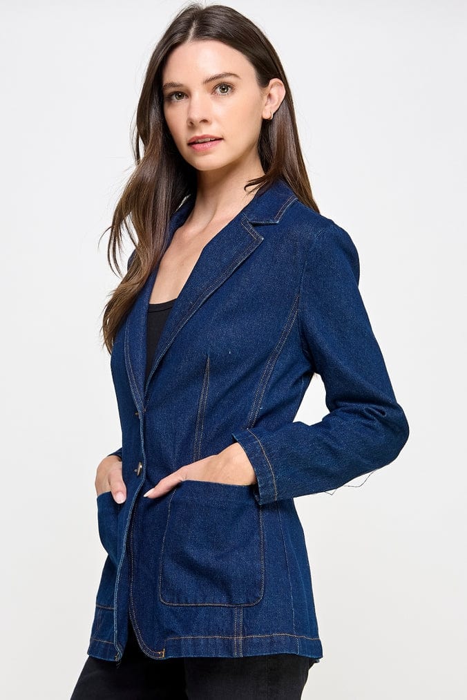 Ellison Ellison Slim Denim Blazer Blue - Little Miss Muffin Children & Home