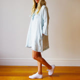 Who's Charlie Who's Charlie Mitsi Linen Dress Pale Blue - Little Miss Muffin Children & Home