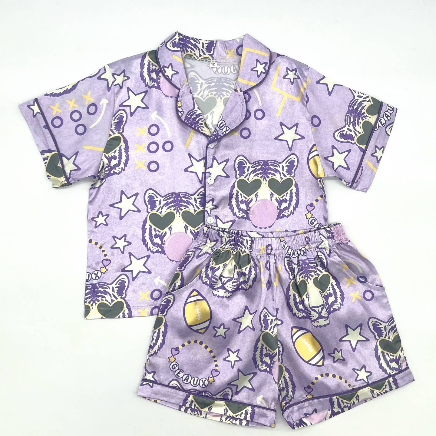Womens Sunny Tiger Silky Pajama Set