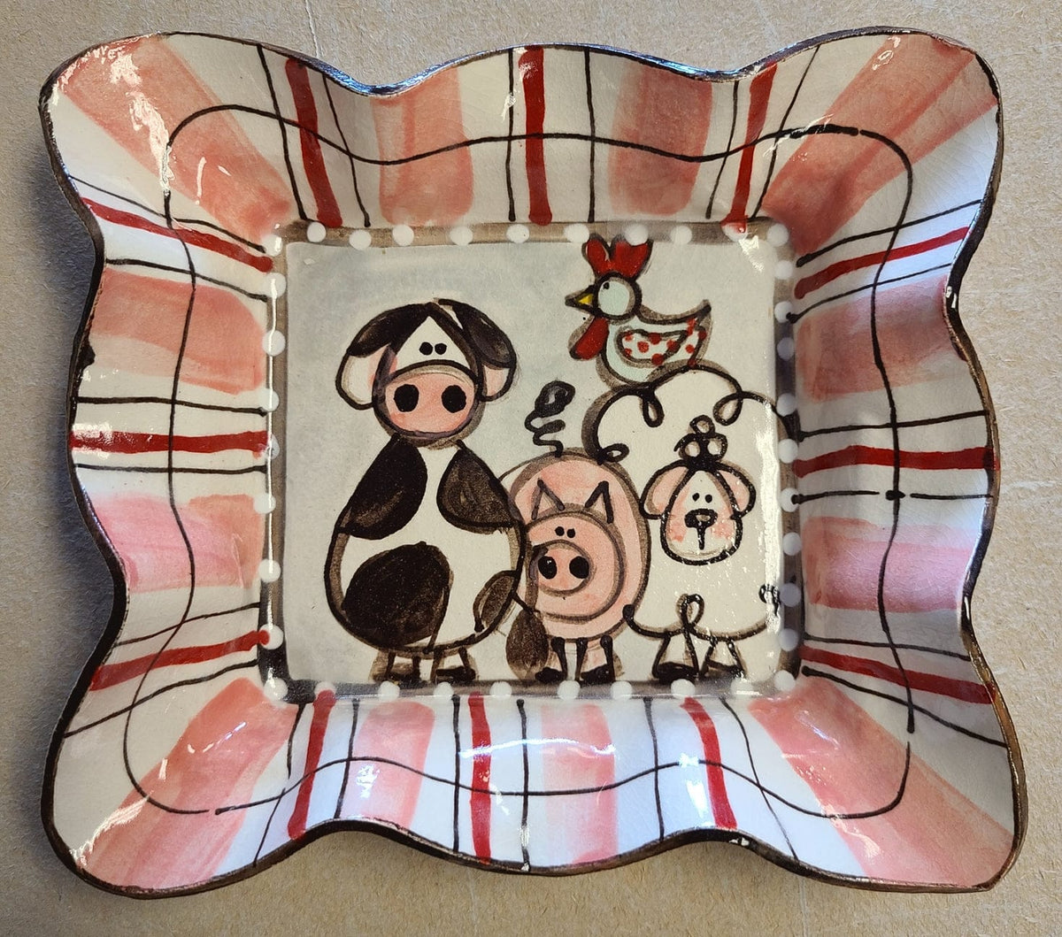 Heartfelt Traditions Medium Square Tray (Farmhouse Animals) - Little Miss Muffin Children & Home