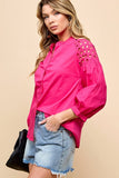 Cezele Lantern Sleeve Blouse in Rose