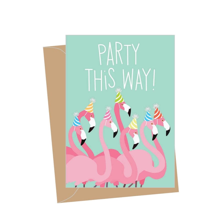 Apartment 2 Cards Apartment 2 Cards Mini Birthday Flamingos, Folded Enclosure Card - Little Miss Muffin Children & Home