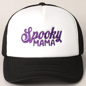 Fashion City Spooky Mama Embroidered Mesh Back Trucker Hat - Little Miss Muffin Children & Home