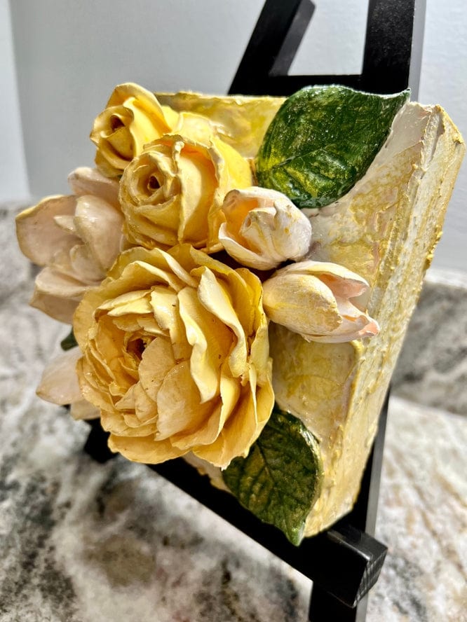 TamScottArt TamScottArt 6x6 Clay Floral Rose & Magnolia Bouquet Artwork - Little Miss Muffin Children & Home