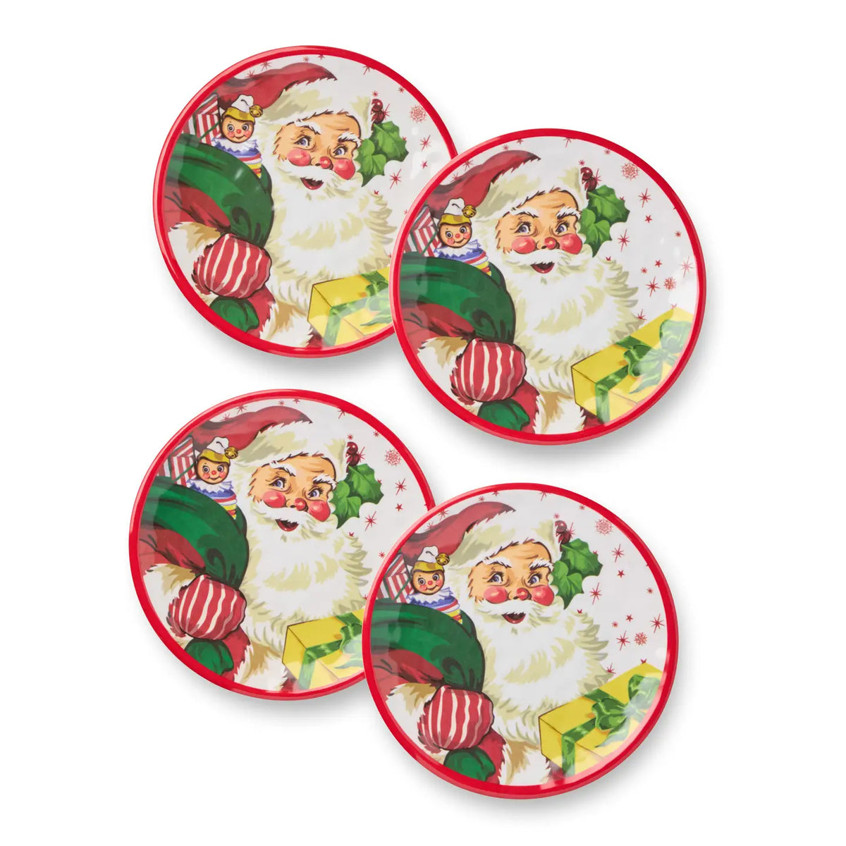 Holly Tree Set of 4 Melamine 6" Canape Plates