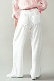 Urban Daizy Luxe Linen Drawstring Pants in White