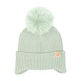 C.C Beanie Kids Ear Flap Pom Beanie in Sage