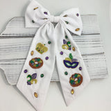 SongLily Mardi Gras Icon Hair Bow White