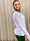 Mardi Gras Creations ASP Sequin Explosion V-Neck Pullover - White