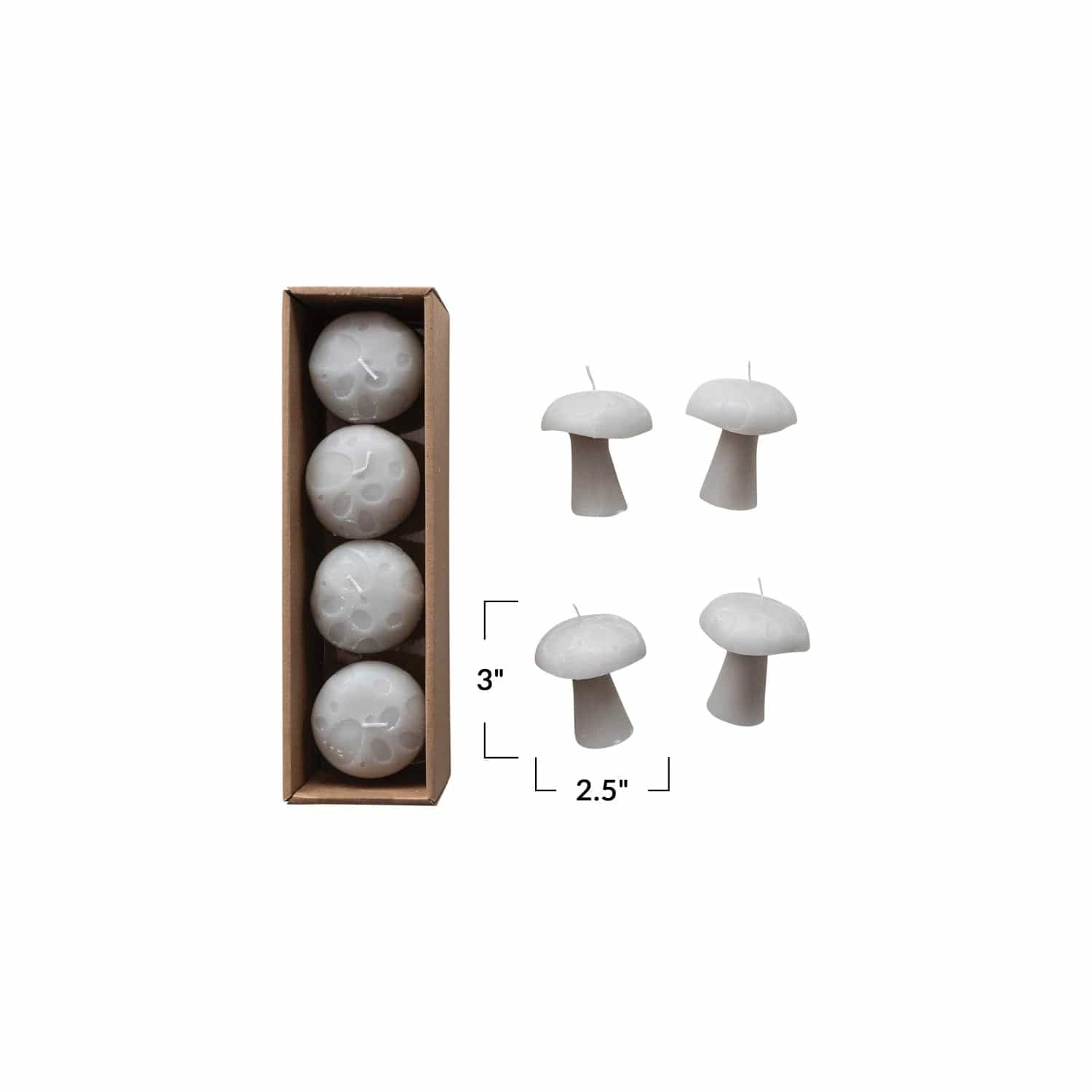 Creative Co-Op Creative Co-op Unscented Mushroom Shaped Candles, Grey, Set of 4 - Little Miss Muffin Children & Home