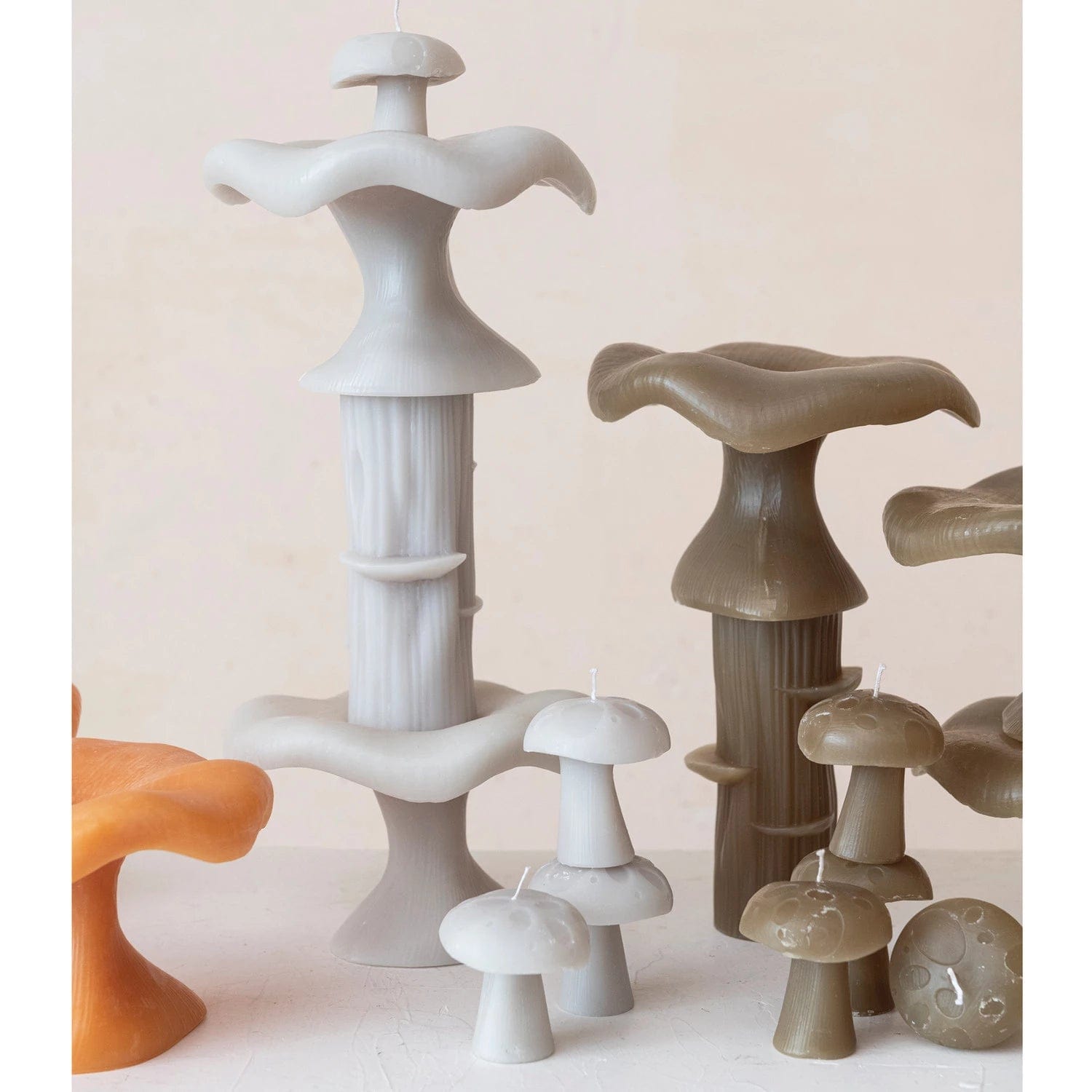 Creative Co-Op Creative Co-op Unscented Mushroom Shaped Candle in Grey - Little Miss Muffin Children & Home