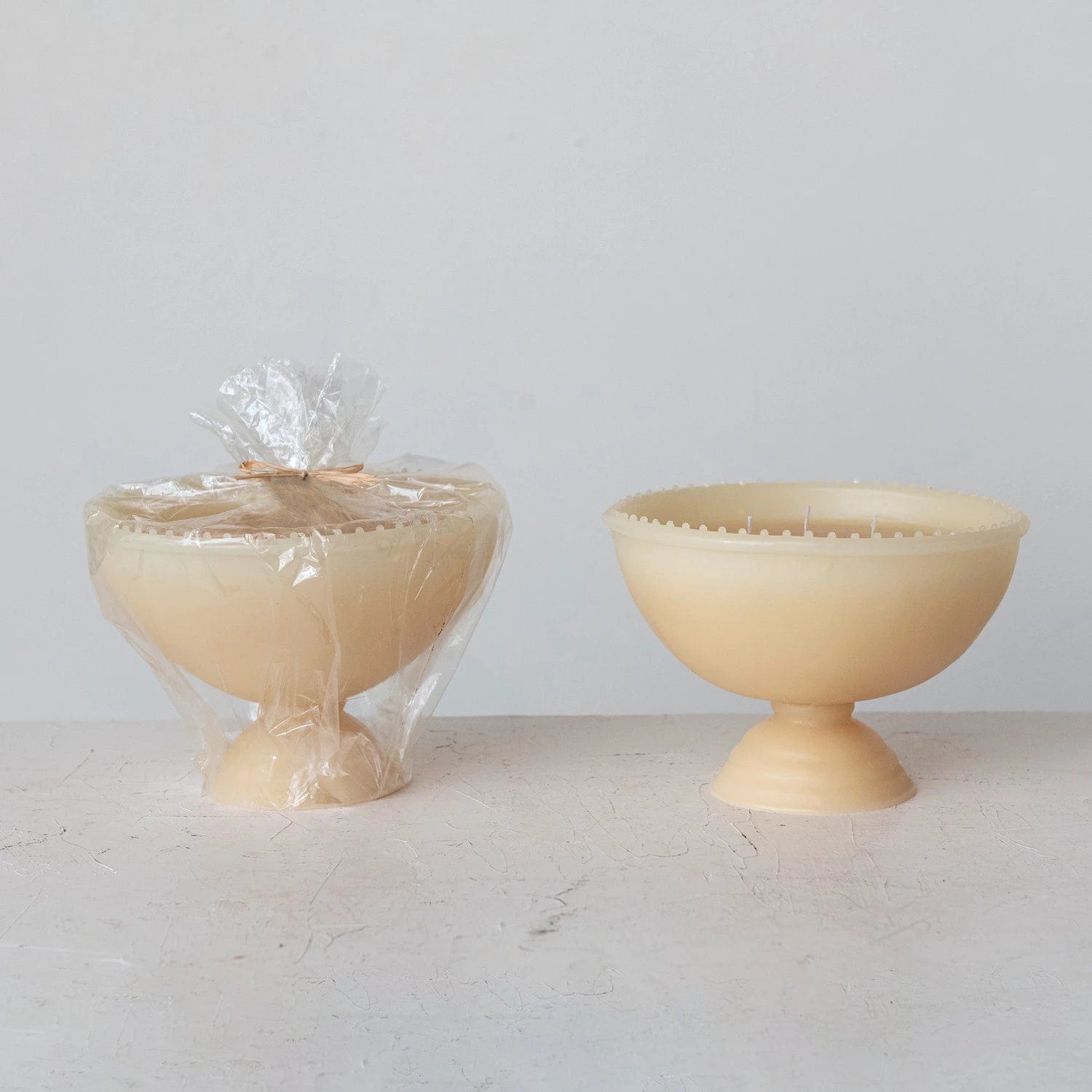 Creative Co-Op Creative Co-op Unscented Hobnail Edged Footed Bowl Shaped 3 Wick Candle in Cream - Little Miss Muffin Children & Home