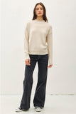 Be Cool Cozy Drop Shoulder Sweater with Rib Detail in Cream