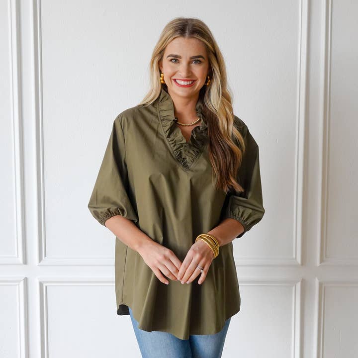 ruffle v neck top