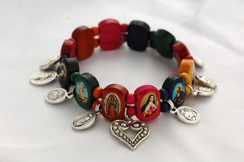 Vibrant Brazilian Saints Prayer Beads Bracelet