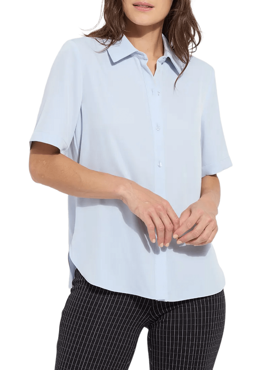 Lysse Lysse Short Sleeve Parker Button Down in Ciel - Little Miss Muffin Children & Home