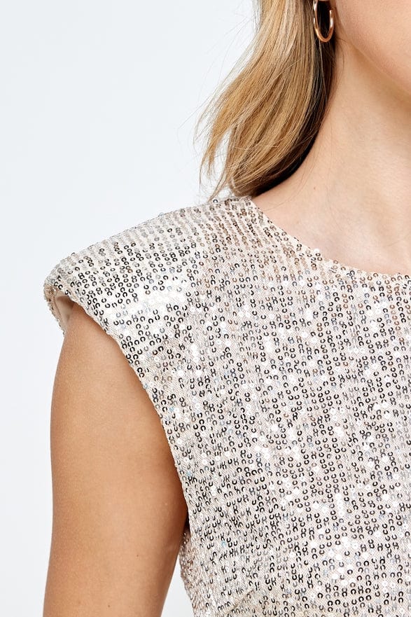 Ellison Ellison Sequins Sleeveless Top Champagne - Little Miss Muffin Children & Home
