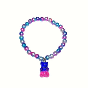 Stratus Sparkling Variegated Gummy Bear Charm Stretch Bracelet, Sold Individually