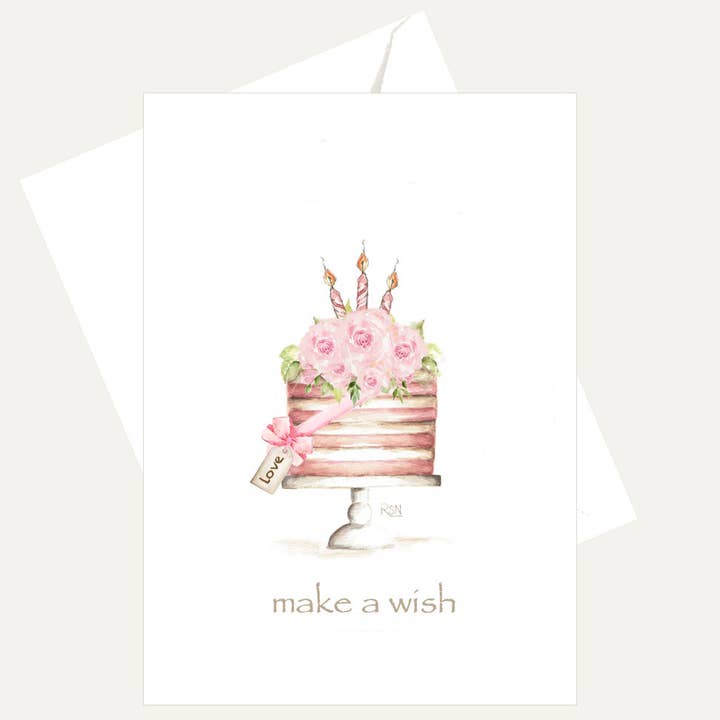Bellflower Girl Make a Wish - LOVE Pink Yummy Cake Candles - Birthday Card - Little Miss Muffin Children & Home