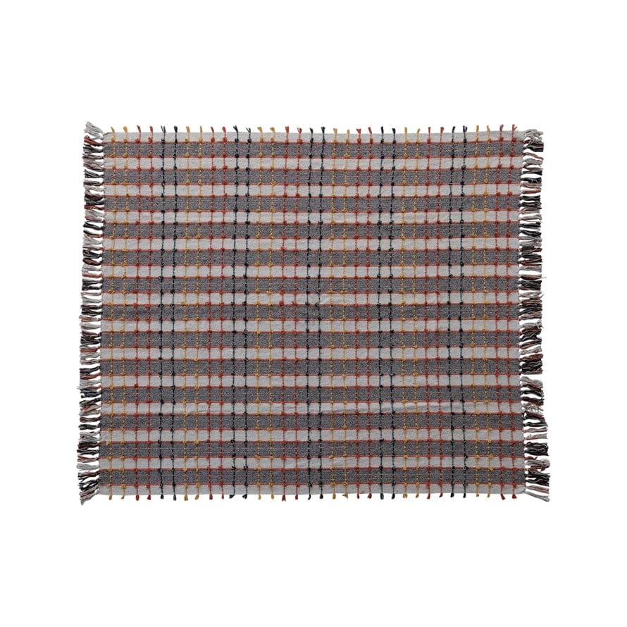 Creative Co-op Creative Co-op Woven Plaid Cotton Blend Throw with Knots & Fringe - Little Miss Muffin Children & Home