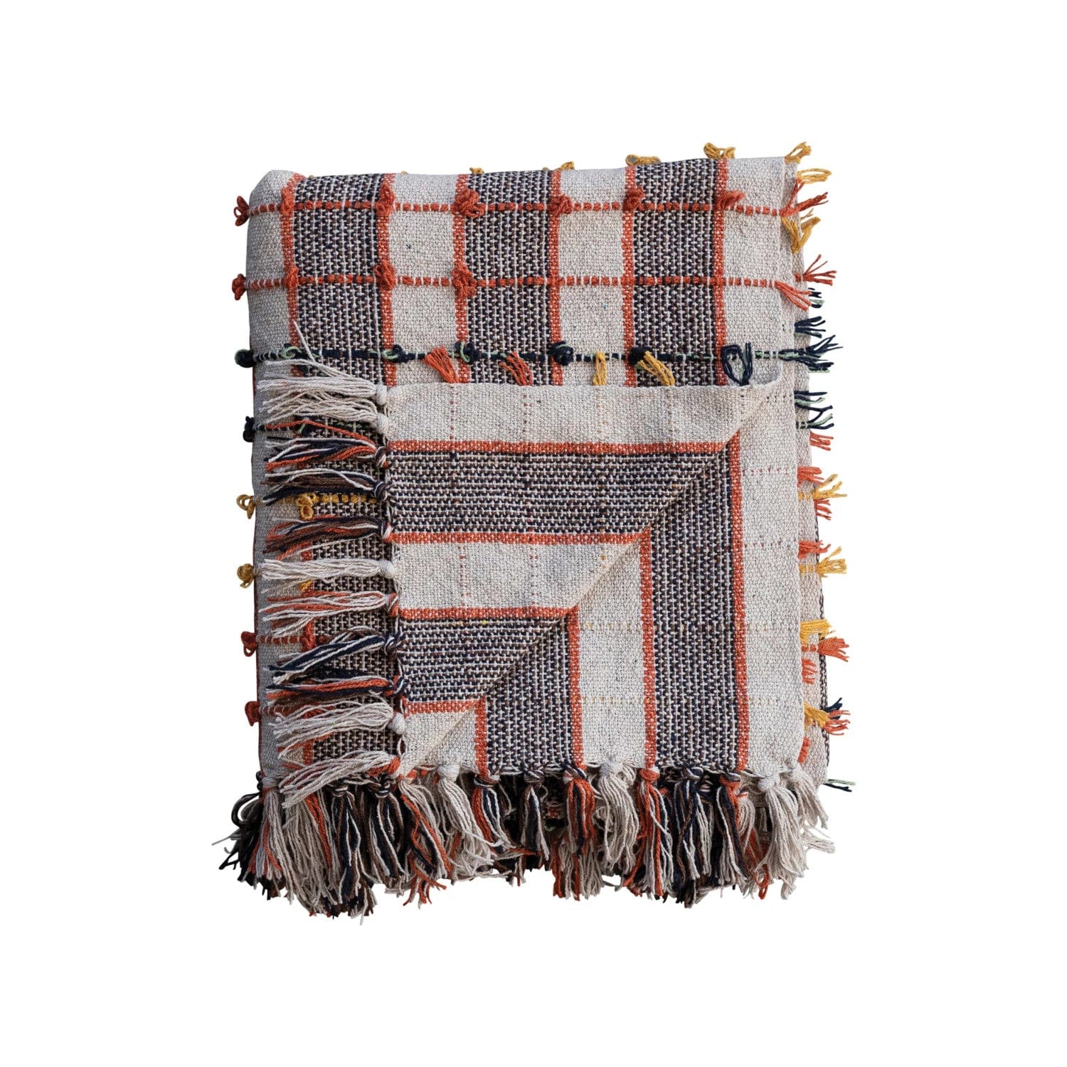 Creative Co-op Creative Co-op Woven Plaid Cotton Blend Throw with Knots & Fringe - Little Miss Muffin Children & Home