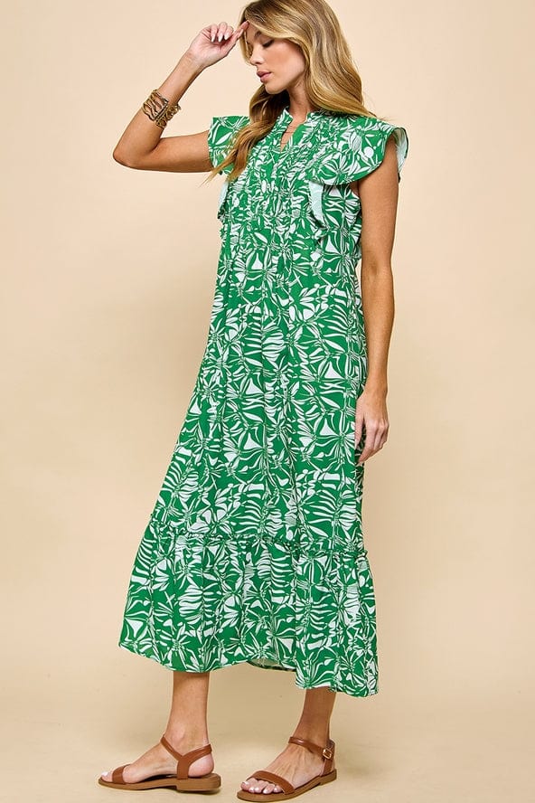 Cezele Cezele Floral Print Flutter Sleeve Midi Dress - Little Miss Muffin Children & Home