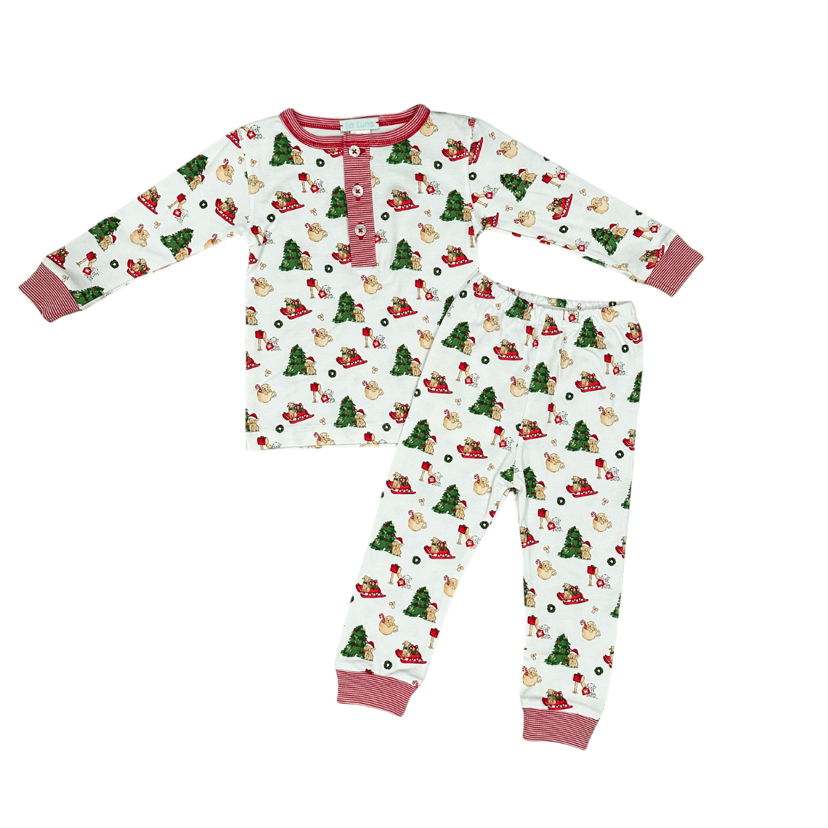 kids christmas puppies 2 piece pajamas