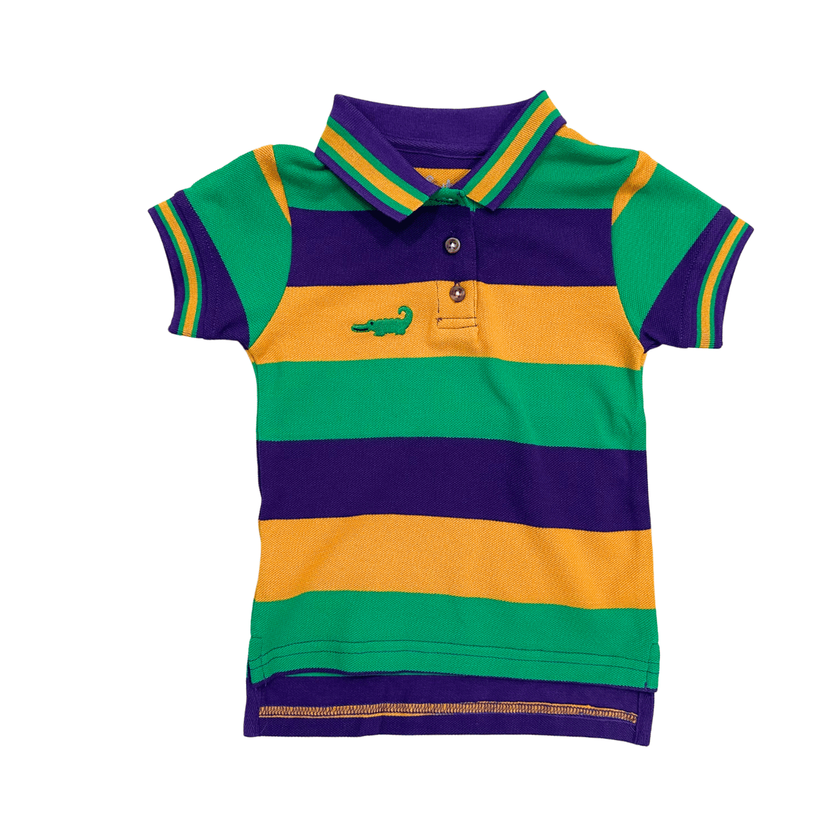 Mardi Gras Stripe Short Sleeve Polo
