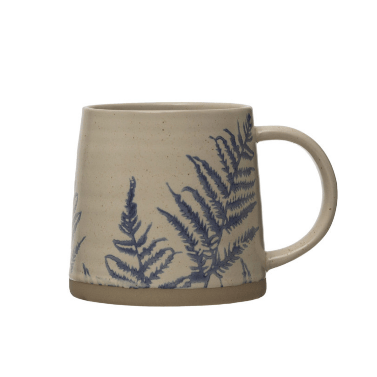 Blue & White Hand-Stamped Stoneware Mug with Botanical Wax Relief Design, 4 Available Styles