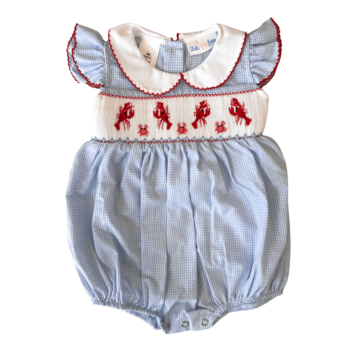 Crawfish Smocked Angel Sleeve Rosie Bubble