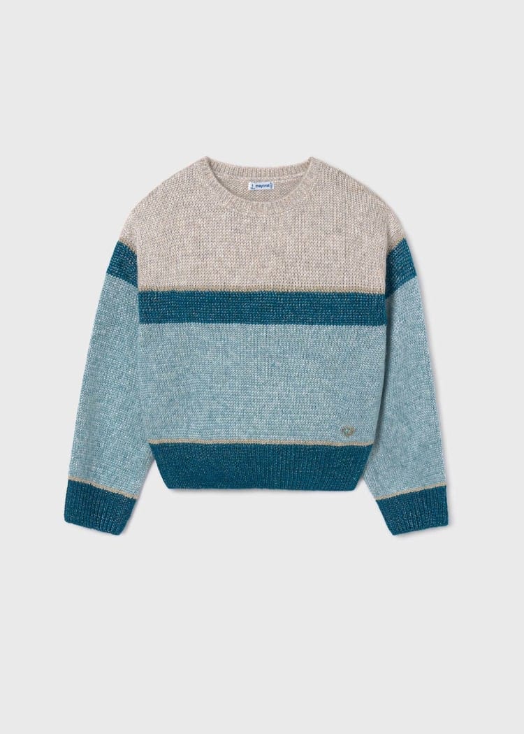 Mayoral Usa Inc Mayoral Color Block Sweater in Heather Lake for Girls - Little Miss Muffin Children & Home
