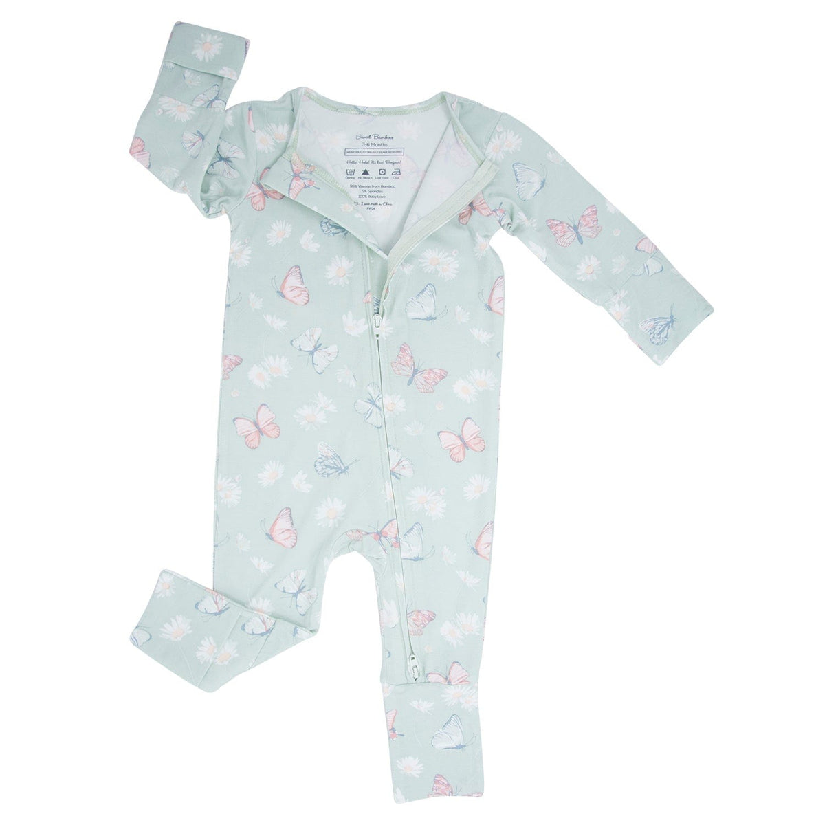 Sweet Bamboo Sweet Bamboo Convertible Romper Butterfly Daisy Mint - Little Miss Muffin Children & Home