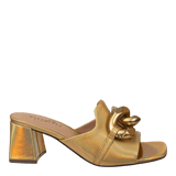 Naked Feet Coterie Heeled Slide Sandals in Gold