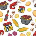 Crawfish Boil All-Over Print on White Youth Albatross Polo