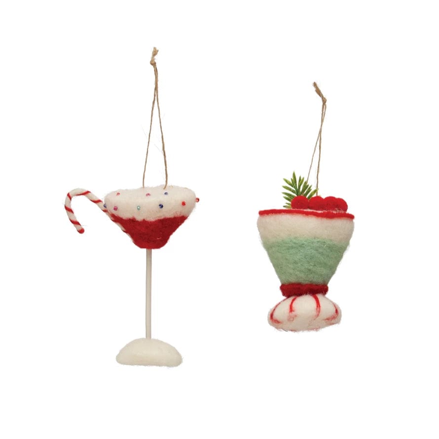 Creative Co-Op Creative Co-op Handmade Fabric & Wool Felt Holiday Cocktail Ornament, Available in 2 Styles - Little Miss Muffin Children & Home