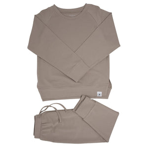 Sweet Bamboo Sweet Bamboo Crew Neck Jogger Set - Just Taupe French Terry - Little Miss Muffin Children & Home