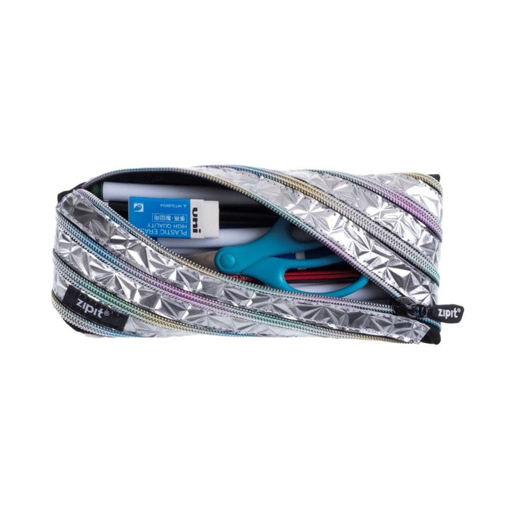 Zipit Usa Metallic Pencil Case in Silver - Little Miss Muffin Children & Home