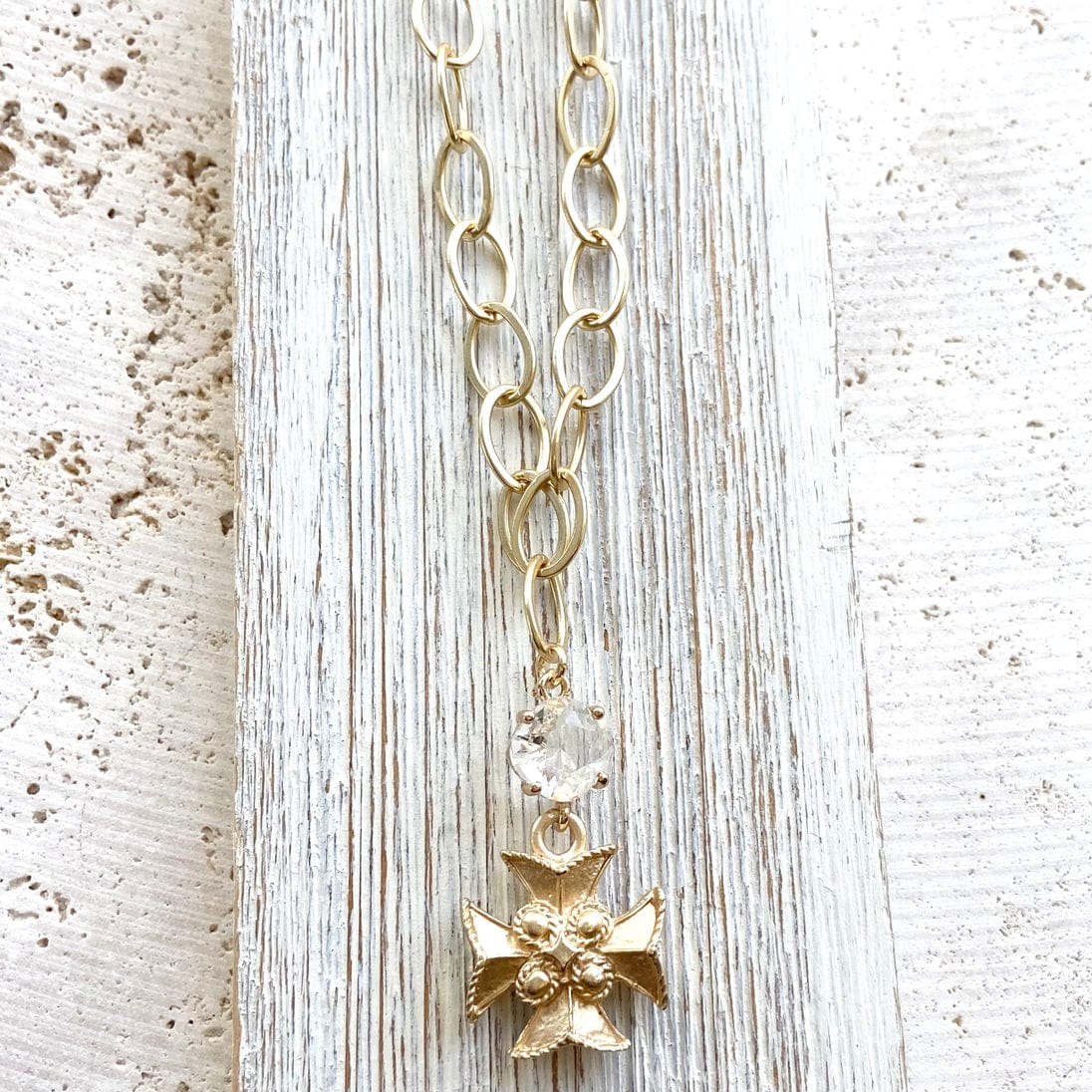 VB&CO Designs Handmade Jewelry Maltese Cross Matte Gold Necklace - Little Miss Muffin Children & Home