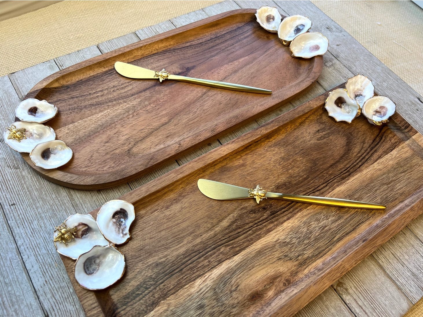 Ten Twenty Six Designs Rectangle Wood Tray with Oysters - Little Miss Muffin Children & Home