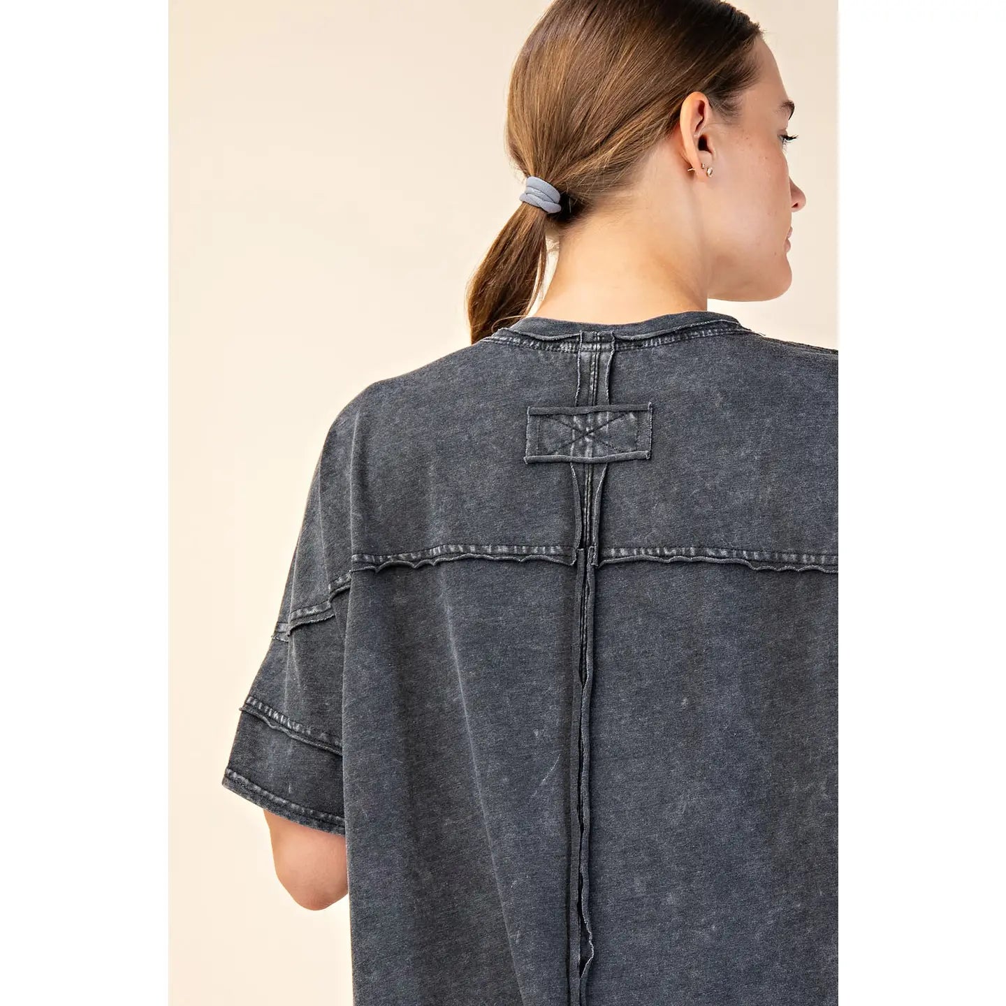 Mineral Washed Boxy Top & Barrel Pant Set in Black