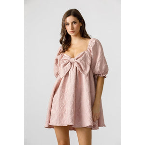 Storia Babydoll Swing Mini Dress with Bow Detail