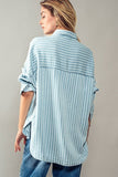 Urban Daizy Striped Button Down Shirt in Chambray