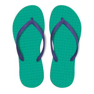 Green Flip Flops Green Flip Flops Women's Sustainable Flip Flops Emerald with Purple Straps - Little Miss Muffin Children & Home